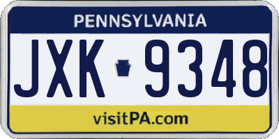 PA license plate JXK9348