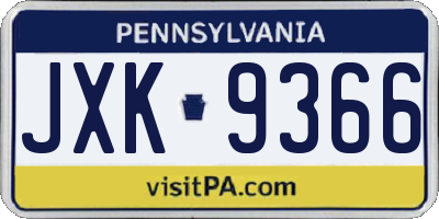 PA license plate JXK9366
