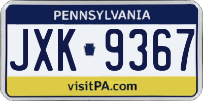 PA license plate JXK9367