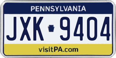 PA license plate JXK9404