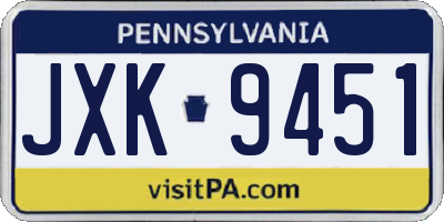 PA license plate JXK9451