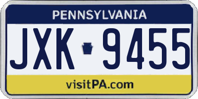 PA license plate JXK9455
