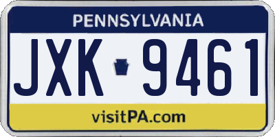 PA license plate JXK9461