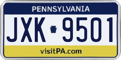 PA license plate JXK9501