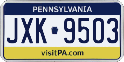 PA license plate JXK9503
