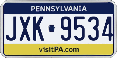 PA license plate JXK9534
