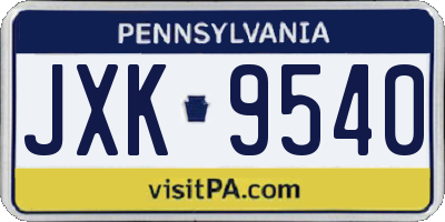 PA license plate JXK9540
