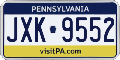 PA license plate JXK9552