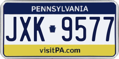 PA license plate JXK9577