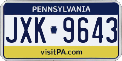 PA license plate JXK9643