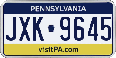 PA license plate JXK9645