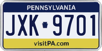 PA license plate JXK9701