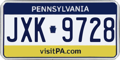PA license plate JXK9728