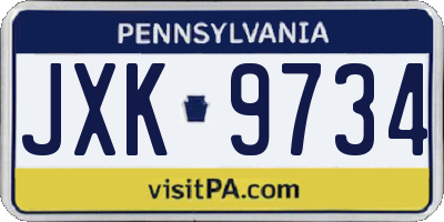 PA license plate JXK9734
