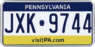 PA license plate JXK9744