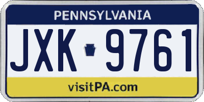 PA license plate JXK9761