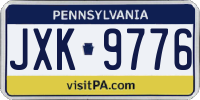 PA license plate JXK9776