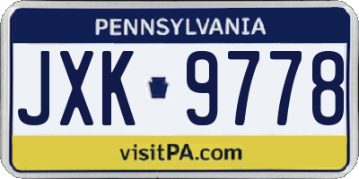 PA license plate JXK9778