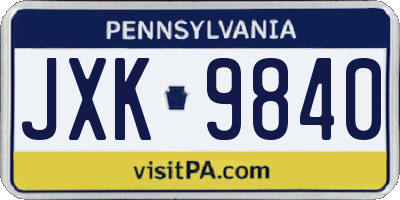 PA license plate JXK9840