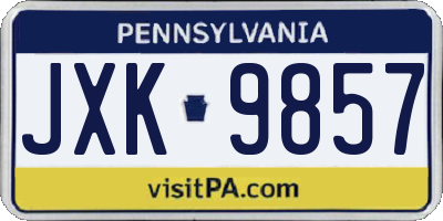 PA license plate JXK9857