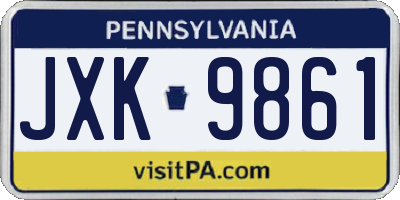 PA license plate JXK9861