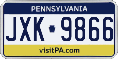PA license plate JXK9866