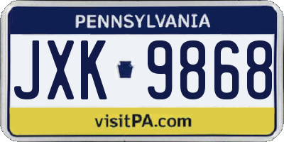 PA license plate JXK9868