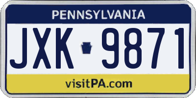 PA license plate JXK9871