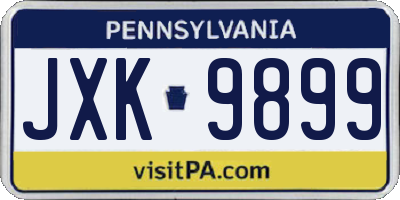 PA license plate JXK9899