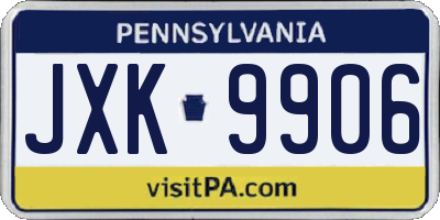 PA license plate JXK9906