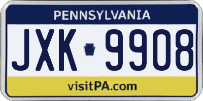 PA license plate JXK9908
