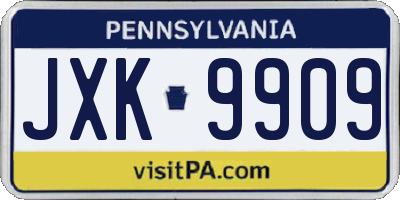 PA license plate JXK9909