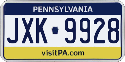 PA license plate JXK9928