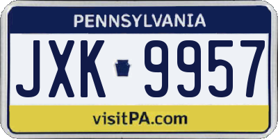 PA license plate JXK9957