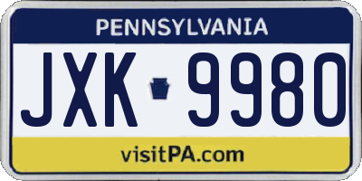 PA license plate JXK9980