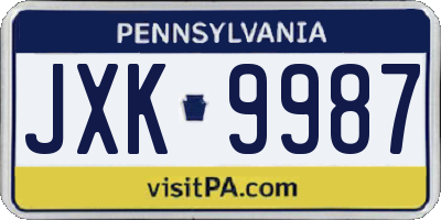 PA license plate JXK9987