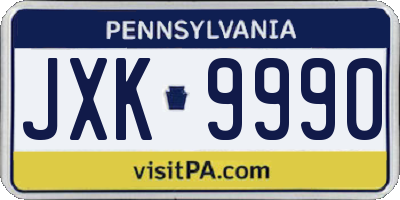 PA license plate JXK9990