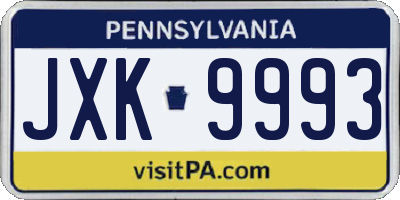 PA license plate JXK9993