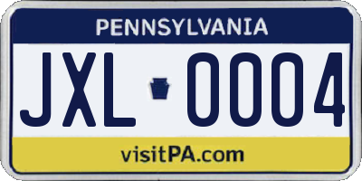 PA license plate JXL0004