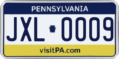 PA license plate JXL0009