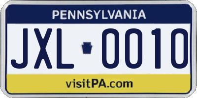 PA license plate JXL0010