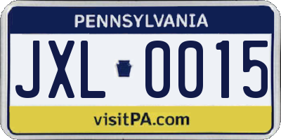 PA license plate JXL0015
