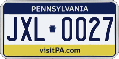 PA license plate JXL0027