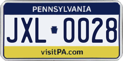 PA license plate JXL0028