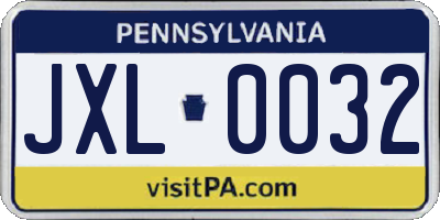 PA license plate JXL0032
