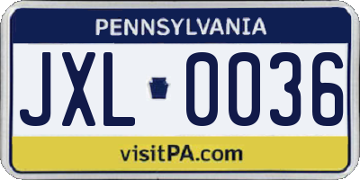 PA license plate JXL0036