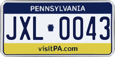 PA license plate JXL0043