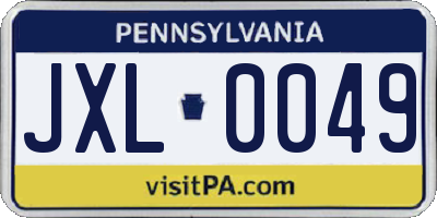 PA license plate JXL0049