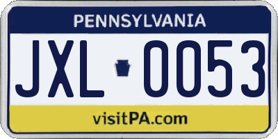 PA license plate JXL0053