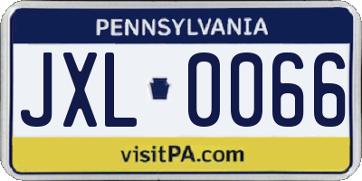 PA license plate JXL0066